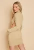 Cecilia Oatmeal Knitted Cut Out Mini Dress sold by Missy Empire