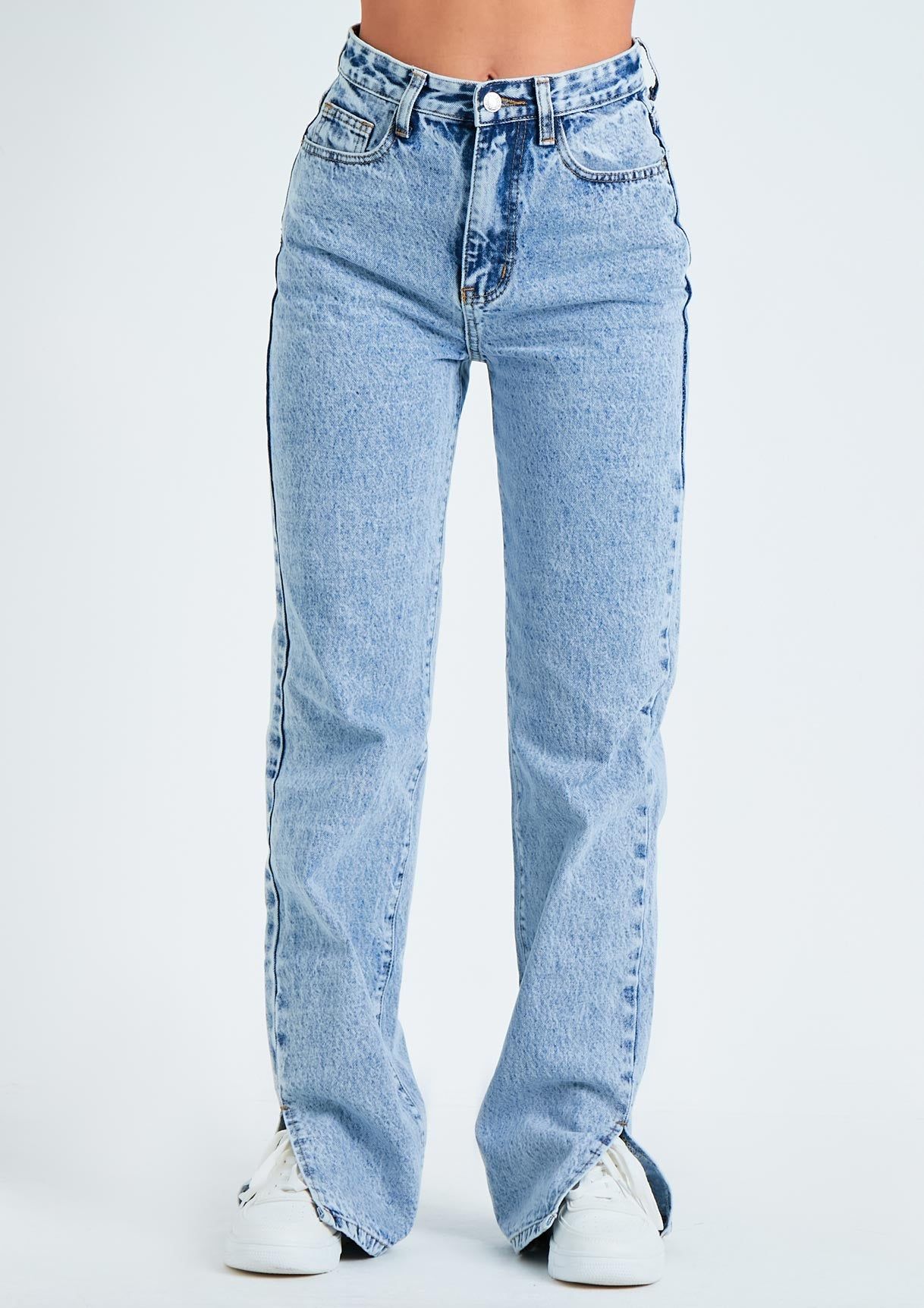 Perrie Denim Acid Wash Straight Leg Split Detail Jeans sold by Missy Empire product image thumbnail 2