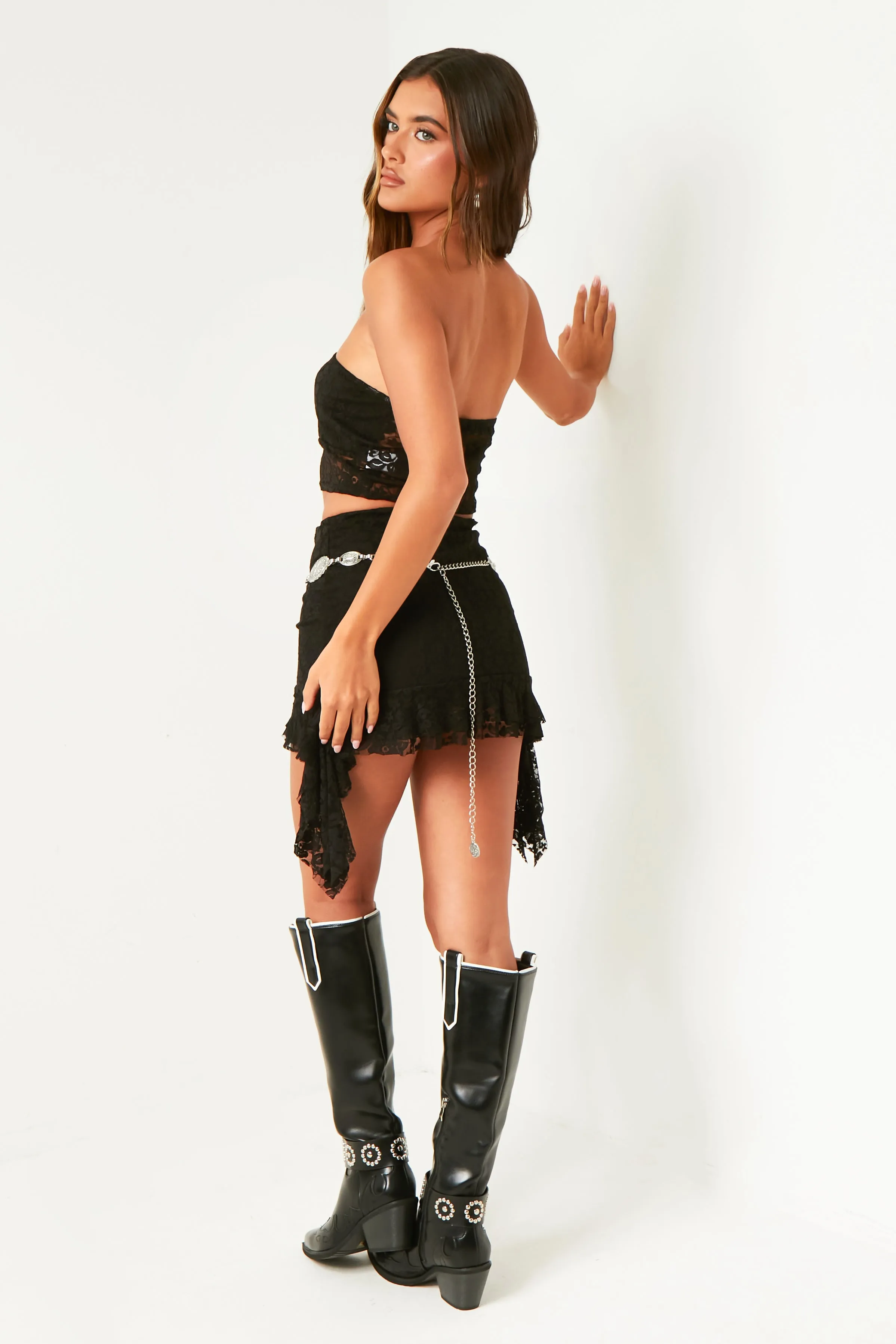 Clio Black Lace Frill Mini Skirt sold by Missy Empire product image thumbnail 3