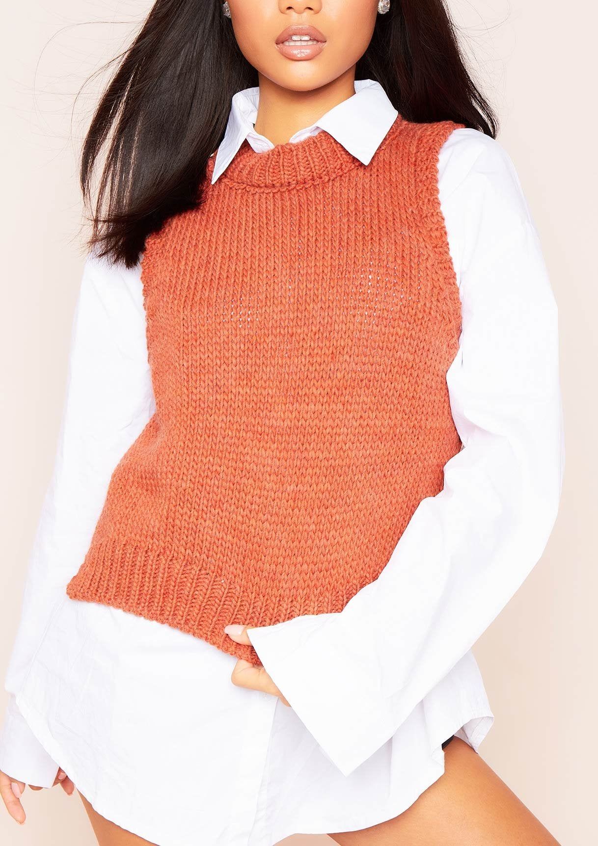 Claire Rust Thick Knitted Vest Top sold by Missy Empire product image thumbnail 2
