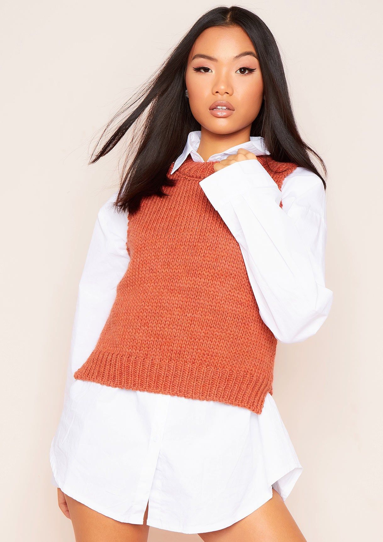 Claire Rust Thick Knitted Vest Top sold by Missy Empire product image thumbnail 3