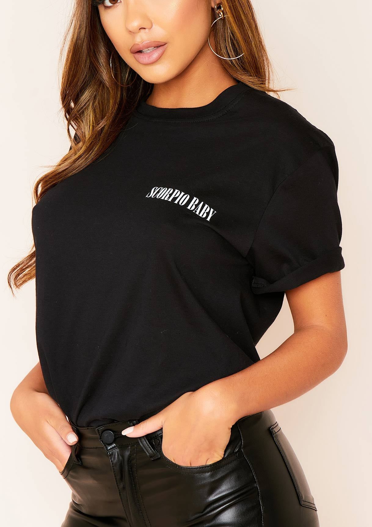 Anah Black Scorpio Baby Slogan Horoscope T-Shirt sold by Missy Empire product image thumbnail 3