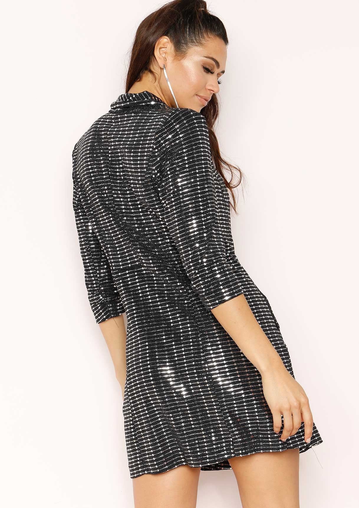 Lillia Silver Sequin Blazer Dress sold by Missy Empire product image thumbnail 4