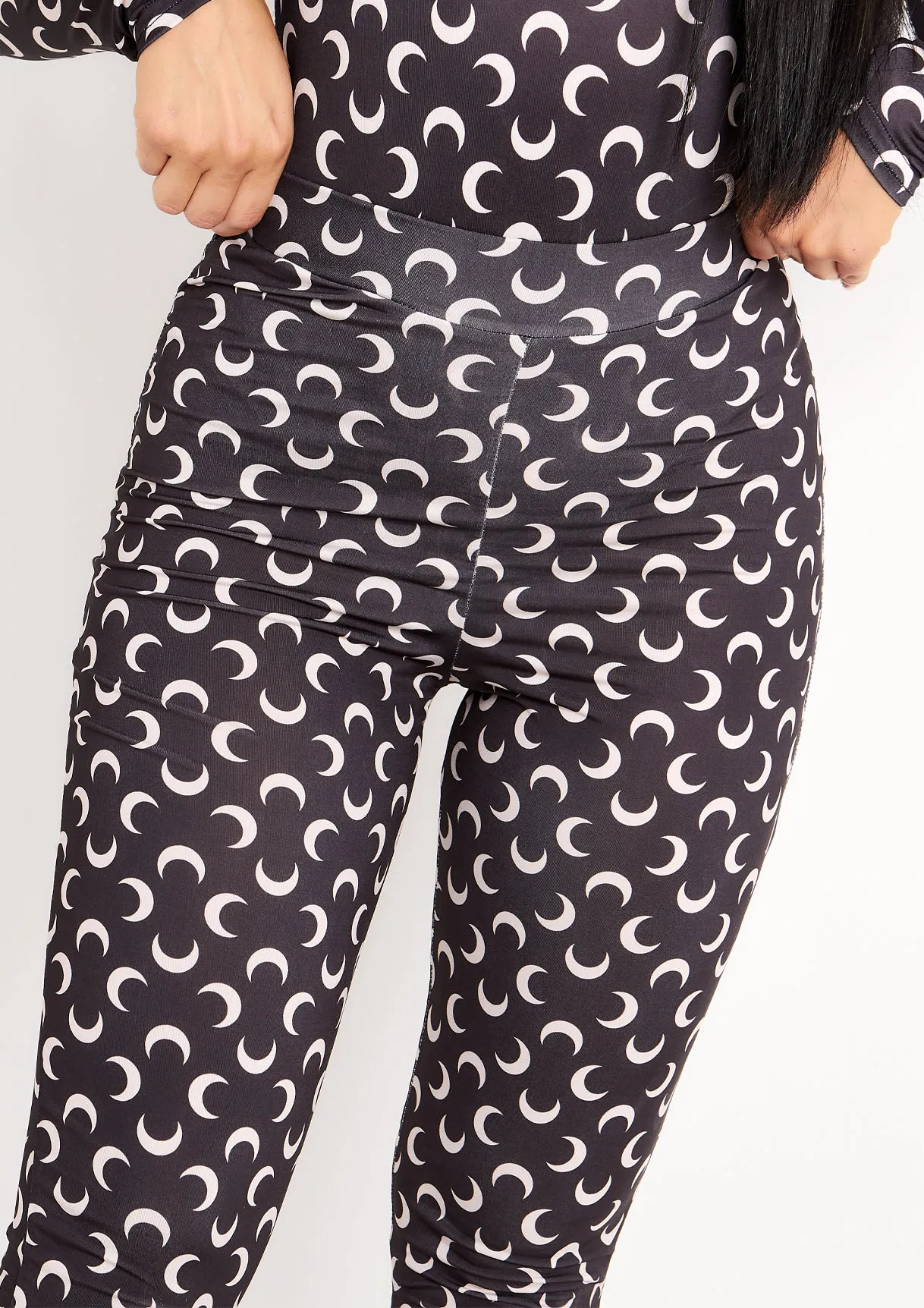Celia Black Moon Print Split Side Hem High Waisted Leggings sold by Missy Empire product image thumbnail 4