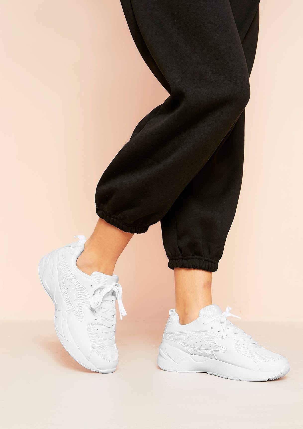 Ariya White Chunky Panelled Trainers sold by Missy Empire product image thumbnail 3