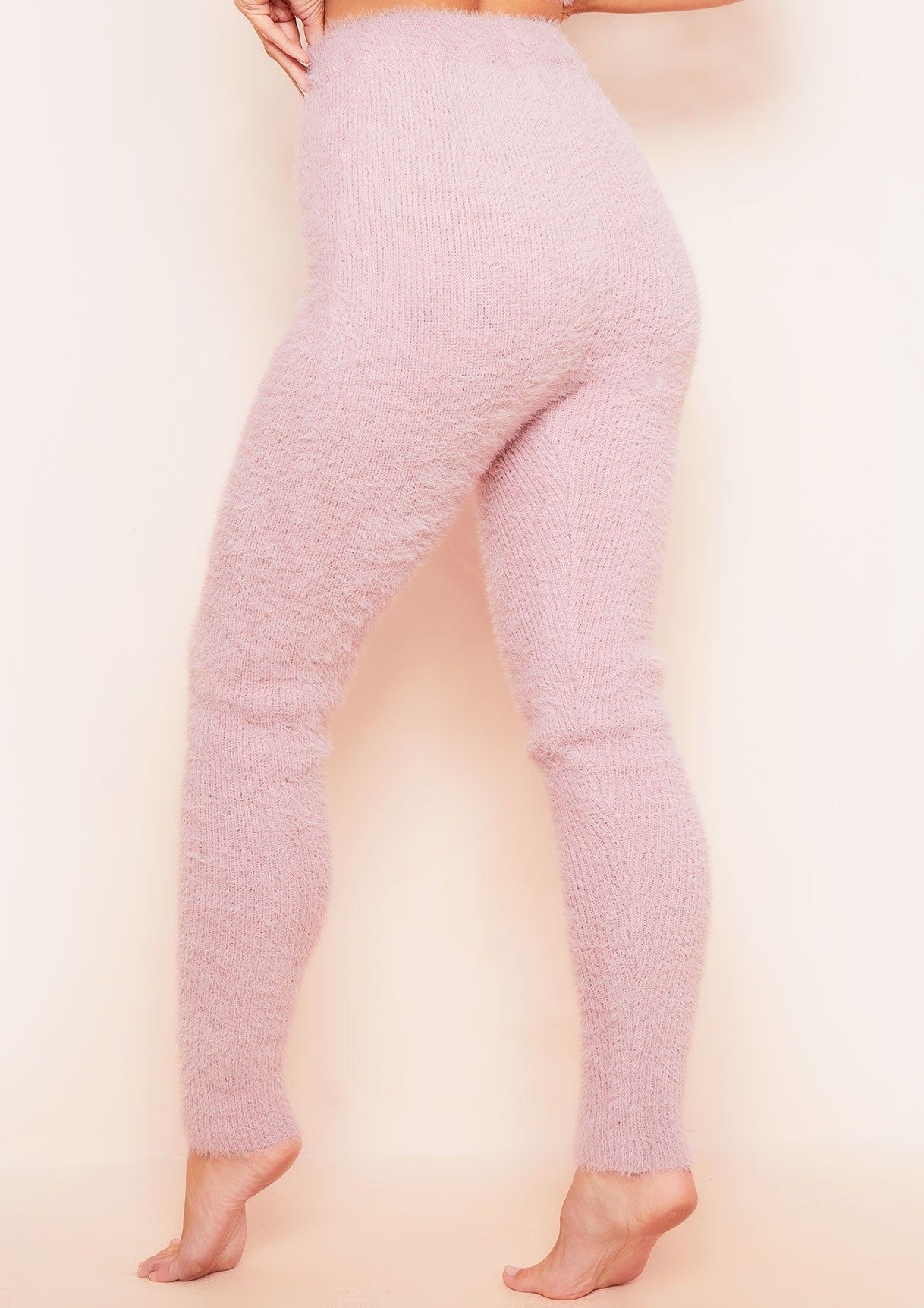Maisie Mauve Fluffy Thick Knit High Waisted Leggings sold by Missy Empire product image thumbnail 3