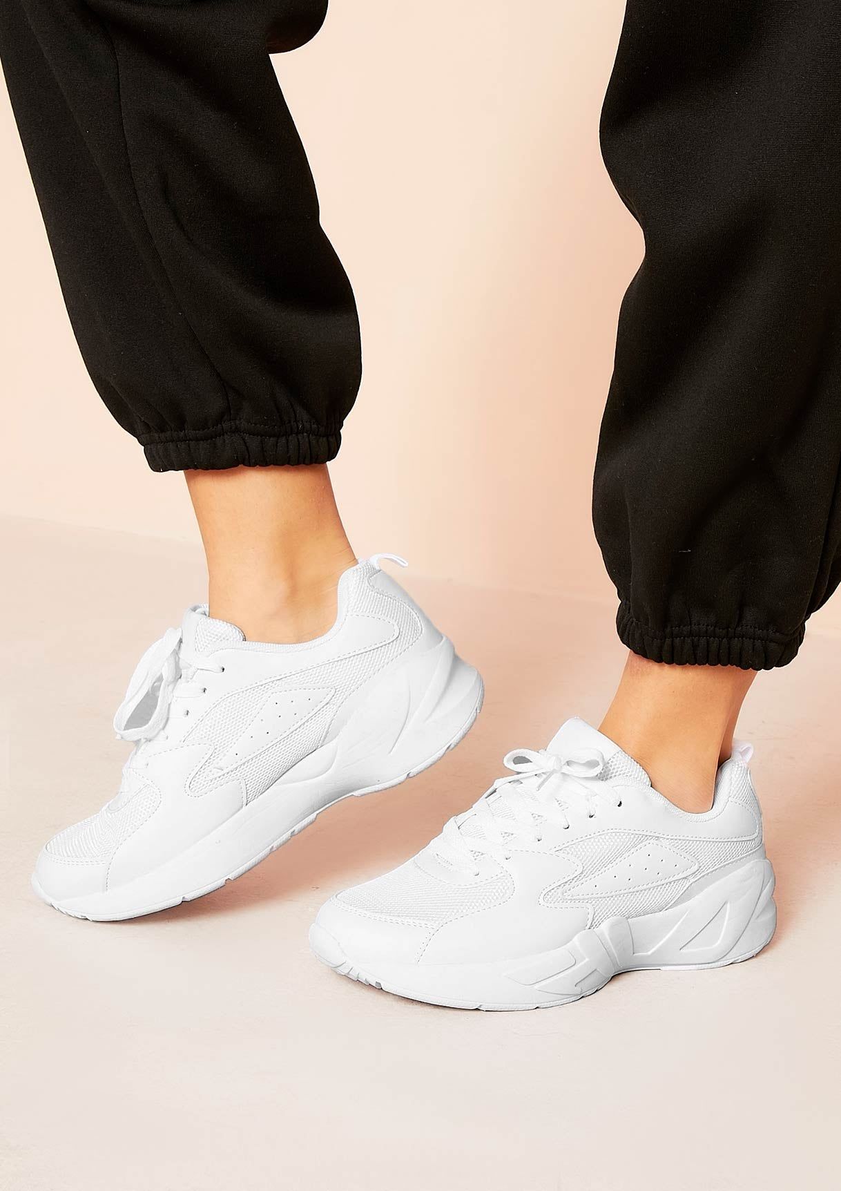 Ariya White Chunky Panelled Trainers sold by Missy Empire