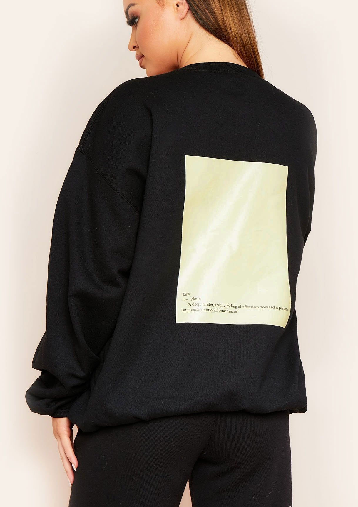 Erva Black Love Graphic Oversized Sweatshirt sold by Missy Empire