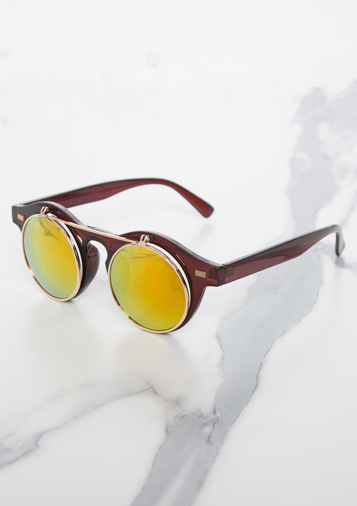 Jessica Yellow Tinted Flip Sunglasses sold by Missy Empire product image thumbnail 2