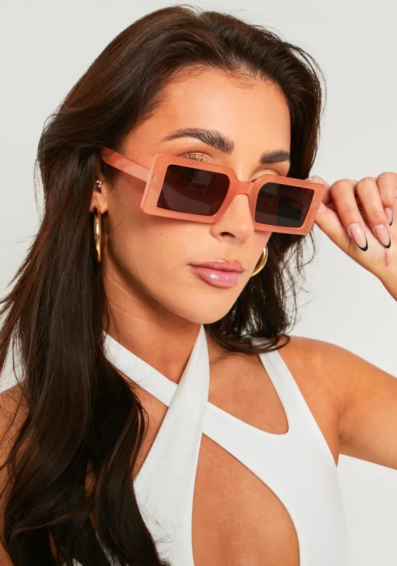 Gigi Terracotta Square Frame Sunglasses made by Missy Empire