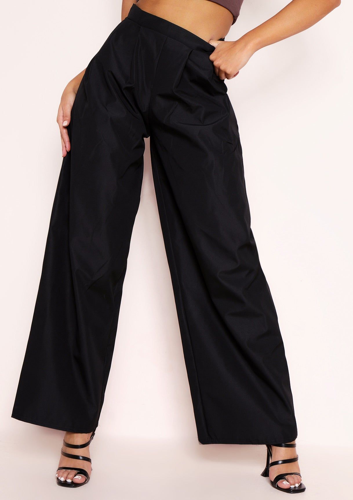 Tyra Black Wide Leg Trousers sold by Missy Empire product image thumbnail 2