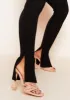 Chelsi Black Double Split Hem Leggings sold by Missy Empire