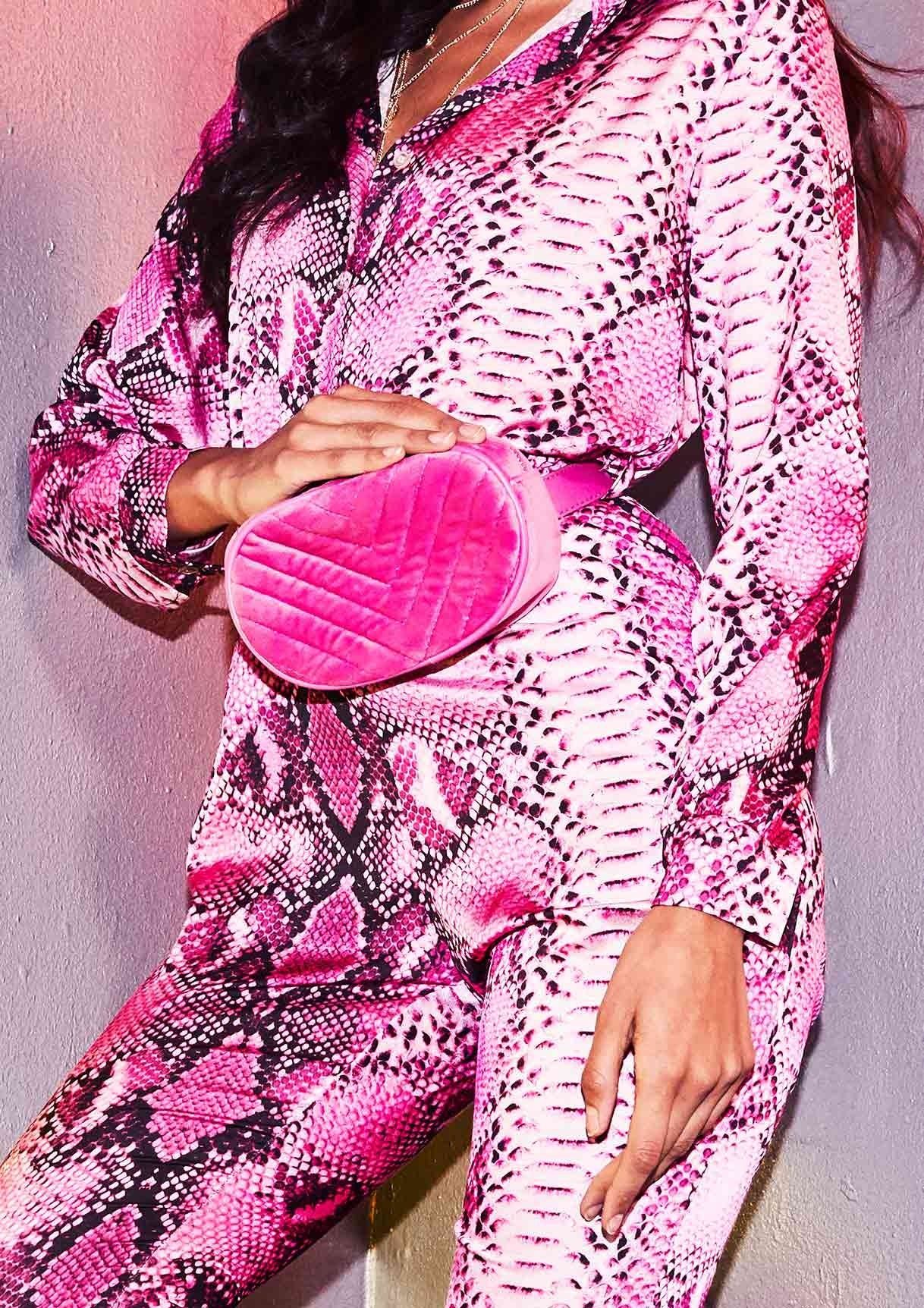 Prim Pink Velvet Quilted Bum Bag sold by Missy Empire