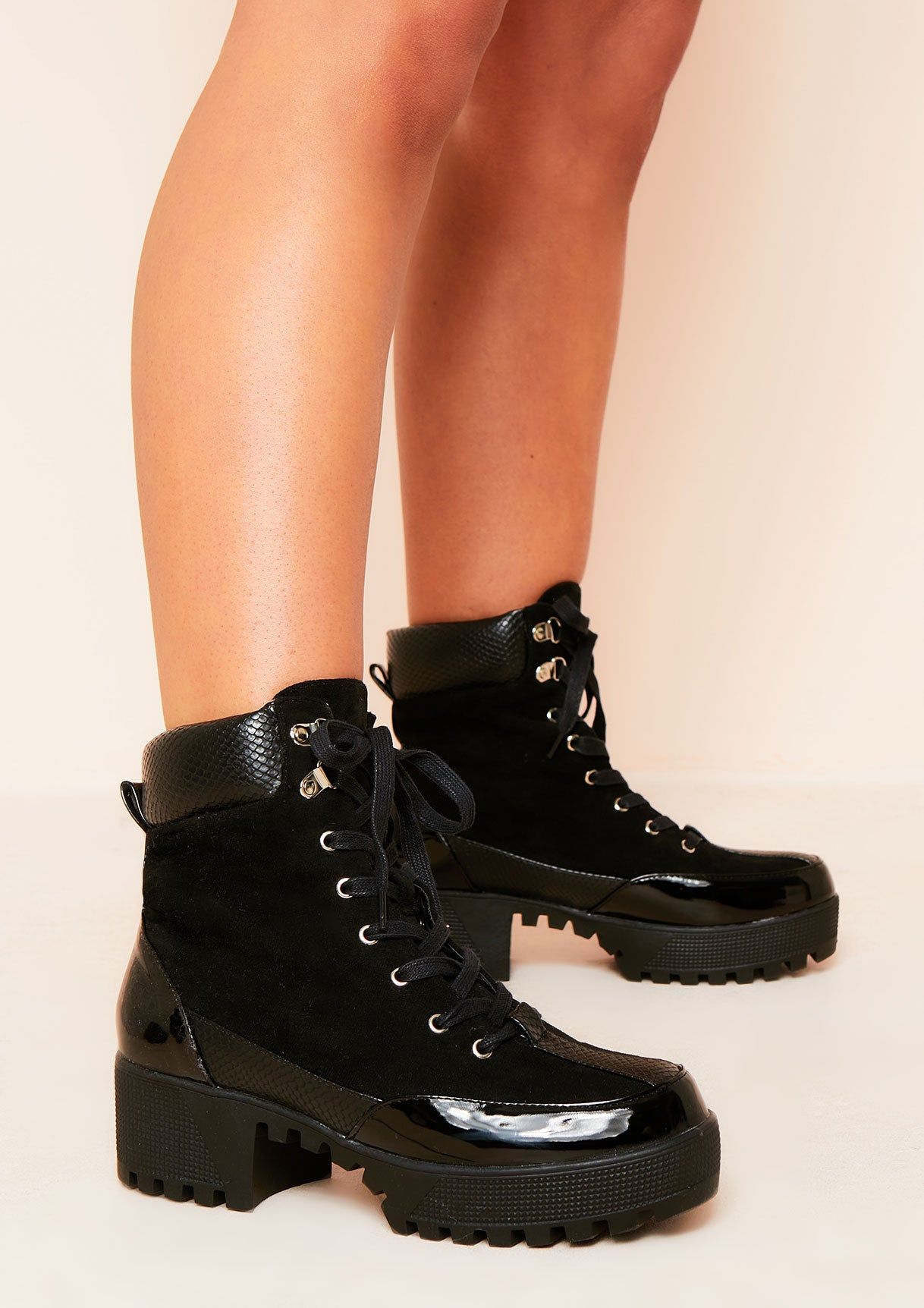 Tulya Black Chunky Heel Ankle Boots sold by Missy Empire