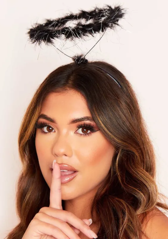 Venus Black Feather Halloween Angel Halo sold by Missy Empire