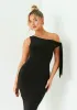 Everlyn Black Tie Shoulder Super Soft Midi Dress sold by Missy Empire