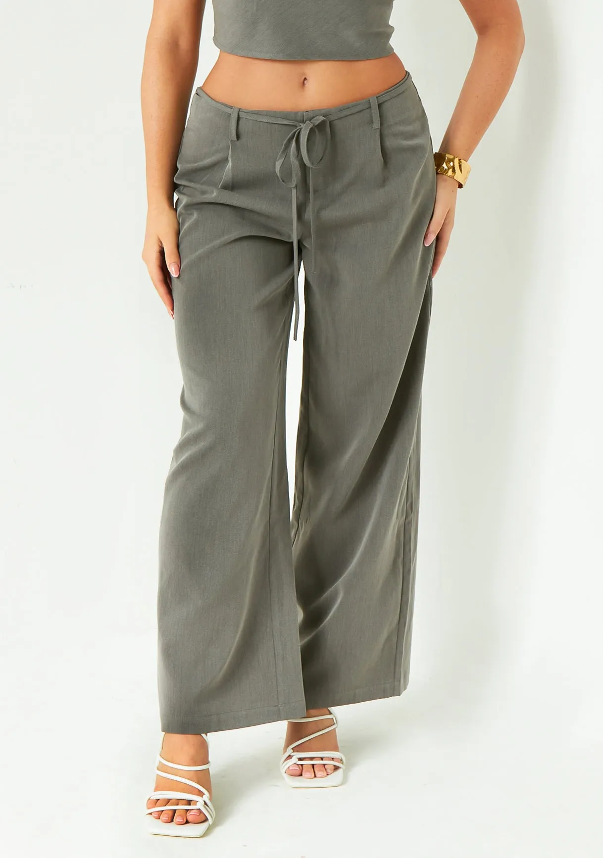 Isabela Grey Low Rise Tailored Trousers sold by Missy Empire product image thumbnail 2