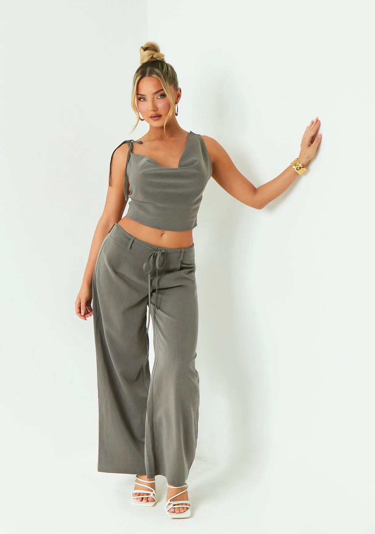 Ellen Grey Asymmetric Cowl Neck Top sold by Missy Empire product image thumbnail 2