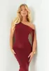 Everlyn Wine Tie Shoulder Super Soft Midi Dress sold by Missy Empire