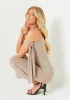 Everlyn Beige Tie Shoulder Super Soft Midi Dress sold by Missy Empire