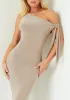 Everlyn Beige Tie Shoulder Super Soft Midi Dress sold by Missy Empire
