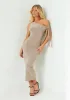 Everlyn Beige Tie Shoulder Super Soft Midi Dress sold by Missy Empire