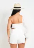 August White Broidery One Sleeve Playsuit sold by Missy Empire