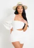August White Broidery One Sleeve Playsuit sold by Missy Empire