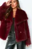 Freya Wine Oversized Faux Fur Coat sold by Missy Empire