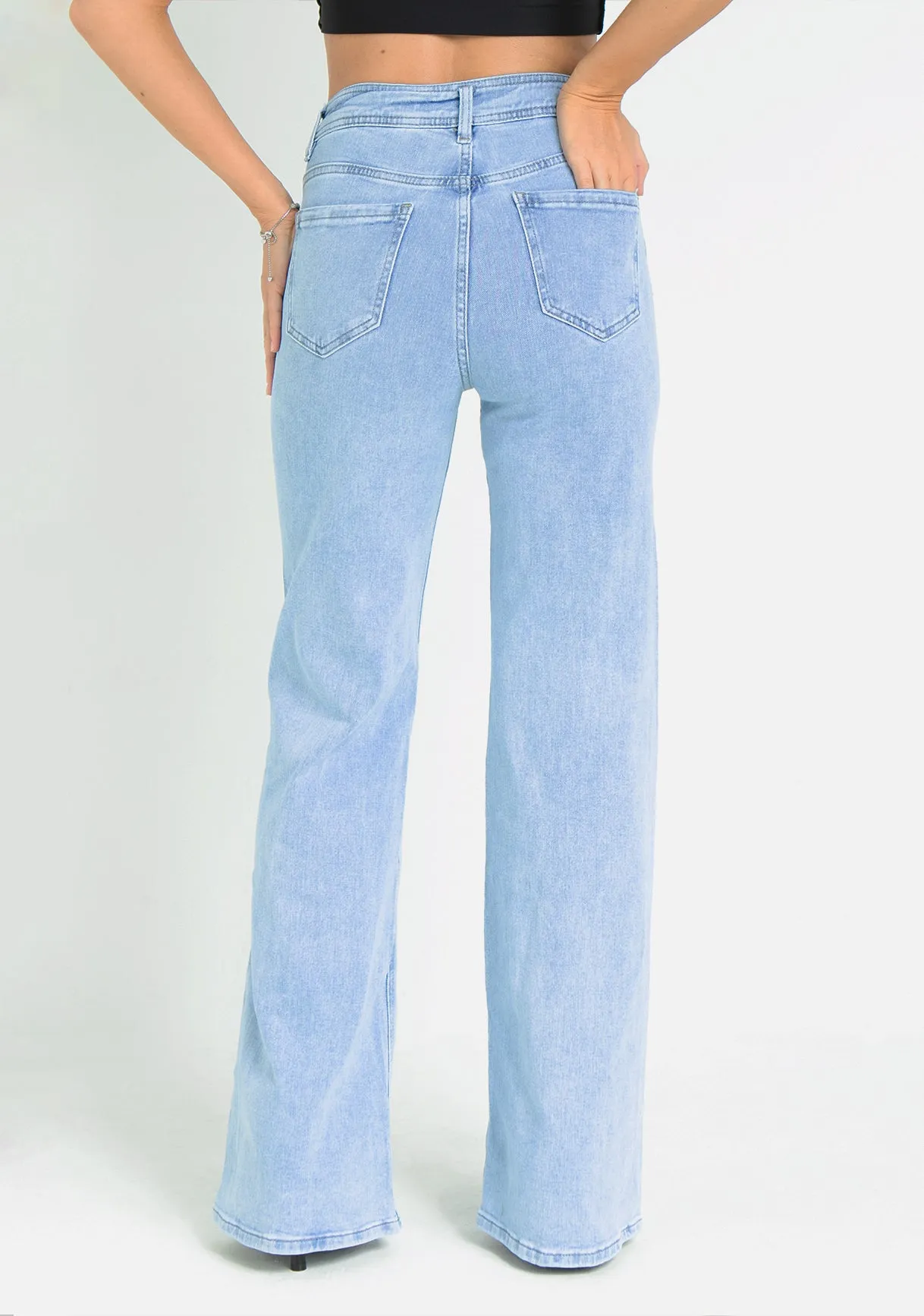 Molly Light Blue High Rise Straight Leg Jeans sold by Missy Empire product image thumbnail 2