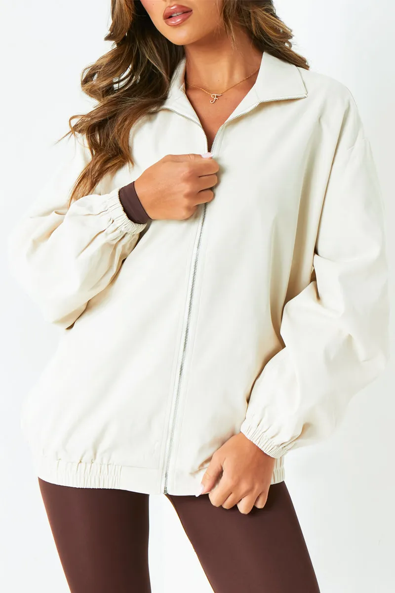 Celly Cream Oversized Cotton Bomber Jacket sold by Missy Empire product image thumbnail 2