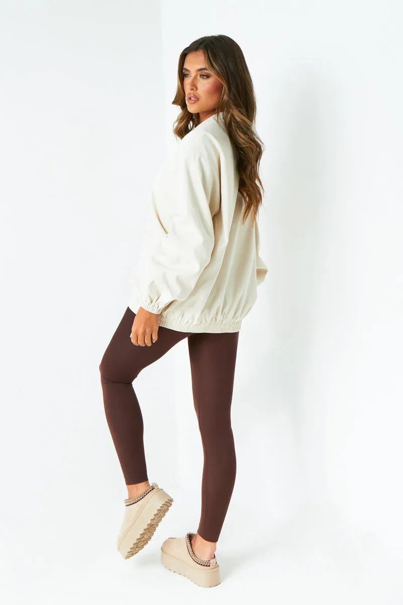 Celly Cream Oversized Cotton Bomber Jacket sold by Missy Empire product image thumbnail 3