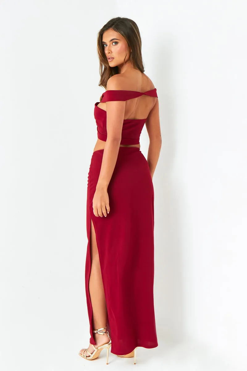 Naya Wine Pencil Maxi Skirt sold by Missy Empire product image thumbnail 4