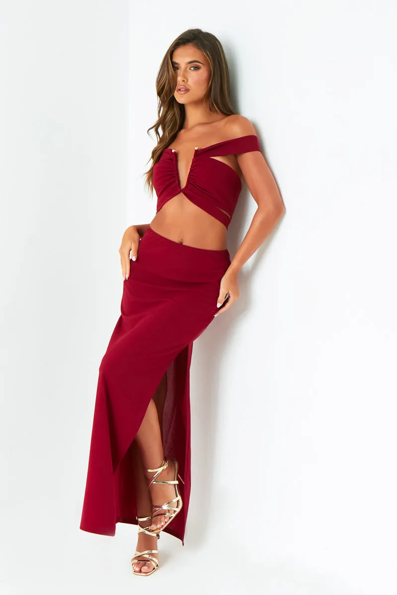 Naya Wine Pencil Maxi Skirt sold by Missy Empire product image thumbnail 2