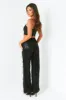 Rosalie Black Tassel Sequin Wide Leg Trousers sold by Missy Empire