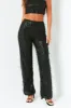 Rosalie Black Tassel Sequin Wide Leg Trousers sold by Missy Empire