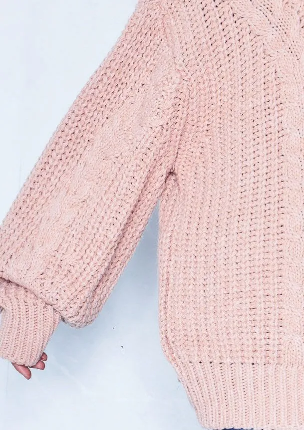 Francesca Pink Cable Knit Roll Neck Oversized Jumper sold by Missy Empire product image thumbnail 3