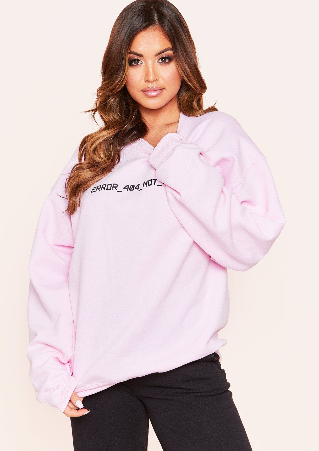 Joanna Pink Error Graphic Oversized Sweatshirt sold by Missy Empire