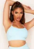 Audrey Pastel Blue Missy Sport Strappy Cross Back Gym Crop Top sold by Missy Empire
