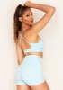 Audrey Pastel Blue Missy Sport Strappy Cross Back Gym Crop Top sold by Missy Empire