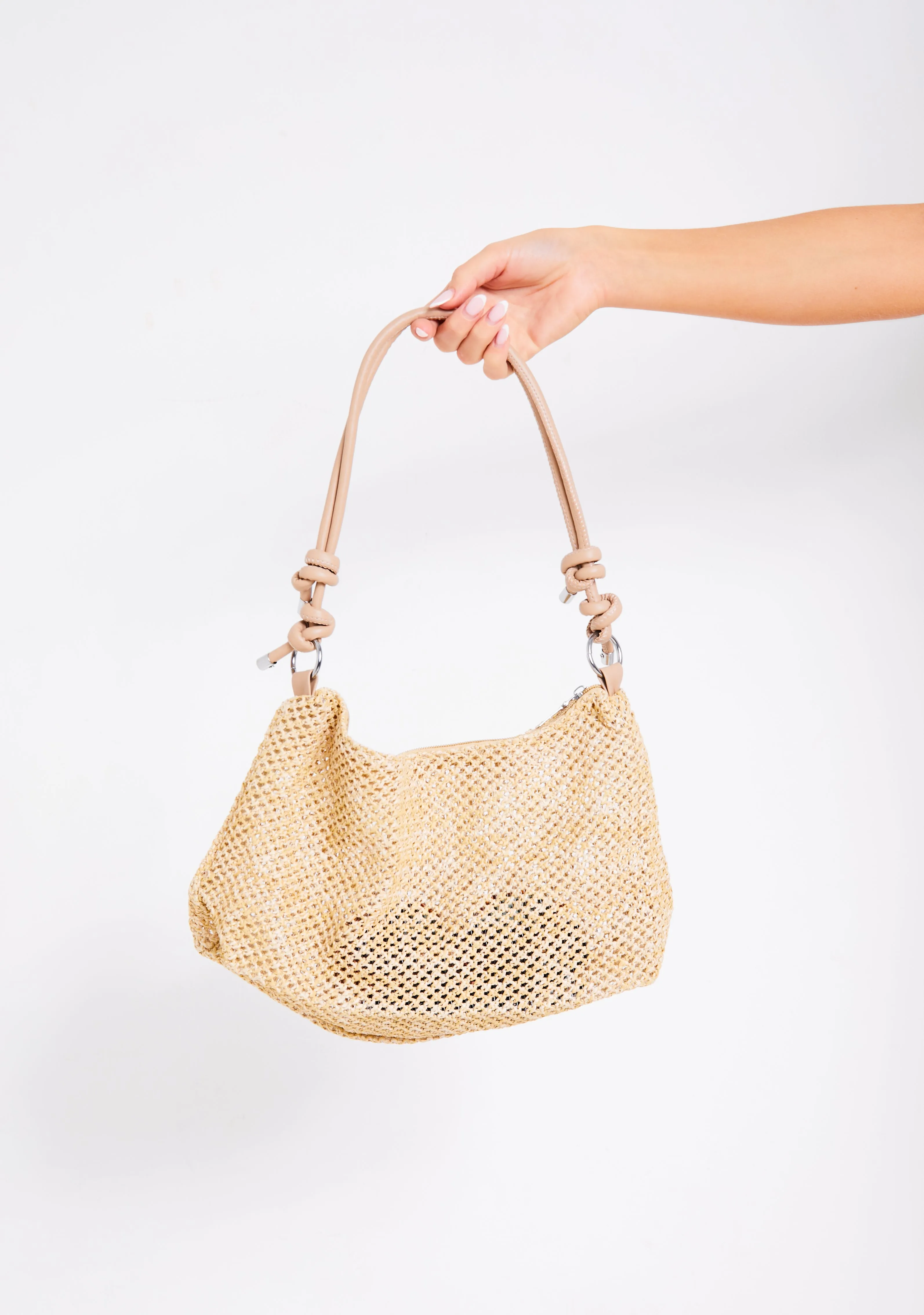 Tara Beige Raffia Detail Shoulder Bag sold by Missy Empire product image thumbnail 3