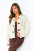 Hannah Cream Borg Fleece Buckle Detail Jacket sold by Missy Empire