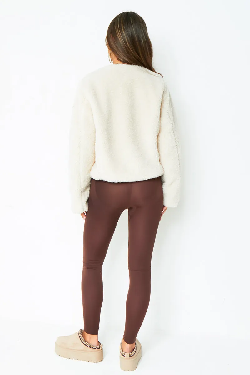 Hannah Cream Borg Fleece Buckle Detail Jacket sold by Missy Empire product image thumbnail 3