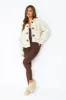 Hannah Cream Borg Fleece Buckle Detail Jacket sold by Missy Empire