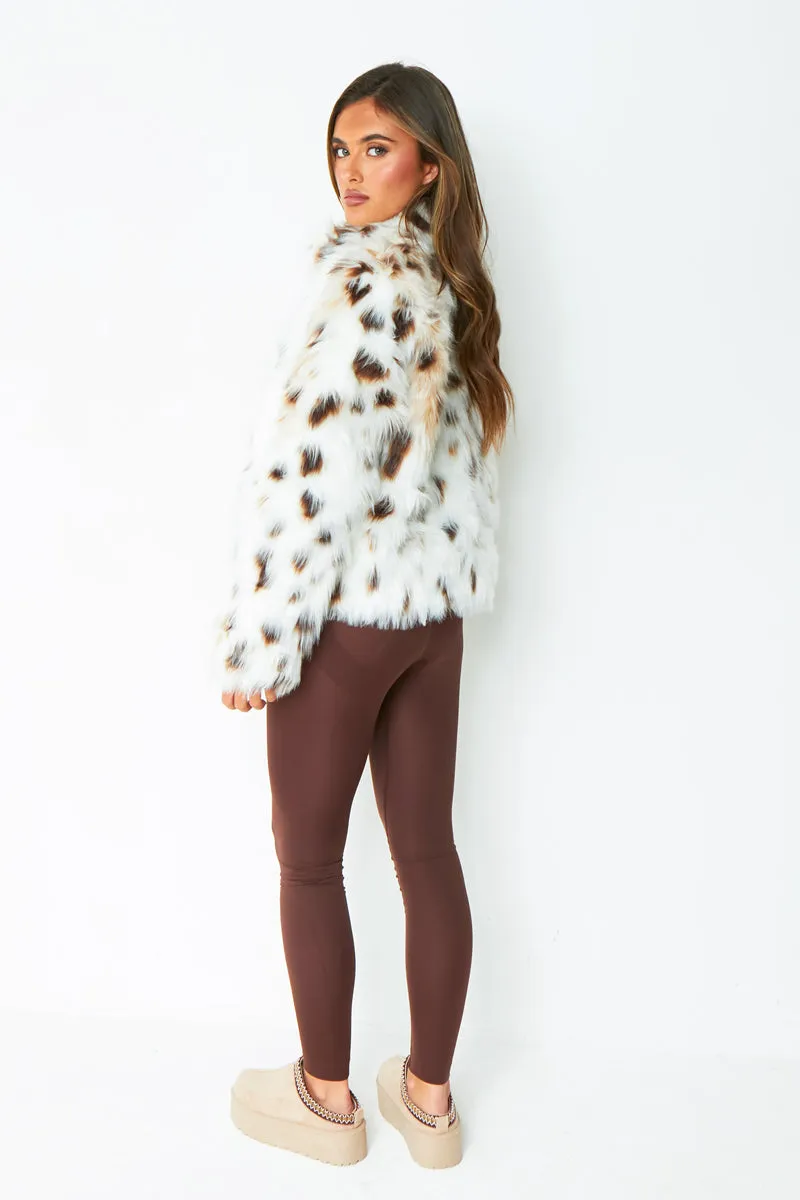 Ava Cream Leopard Print Faux Fur Coat sold by Missy Empire product image thumbnail 3