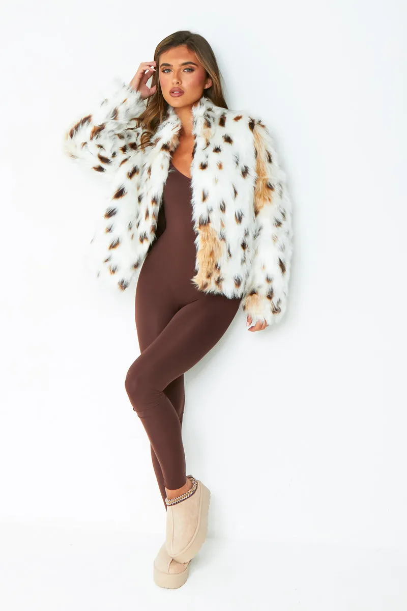 Ava Cream Leopard Print Faux Fur Coat sold by Missy Empire product image thumbnail 2