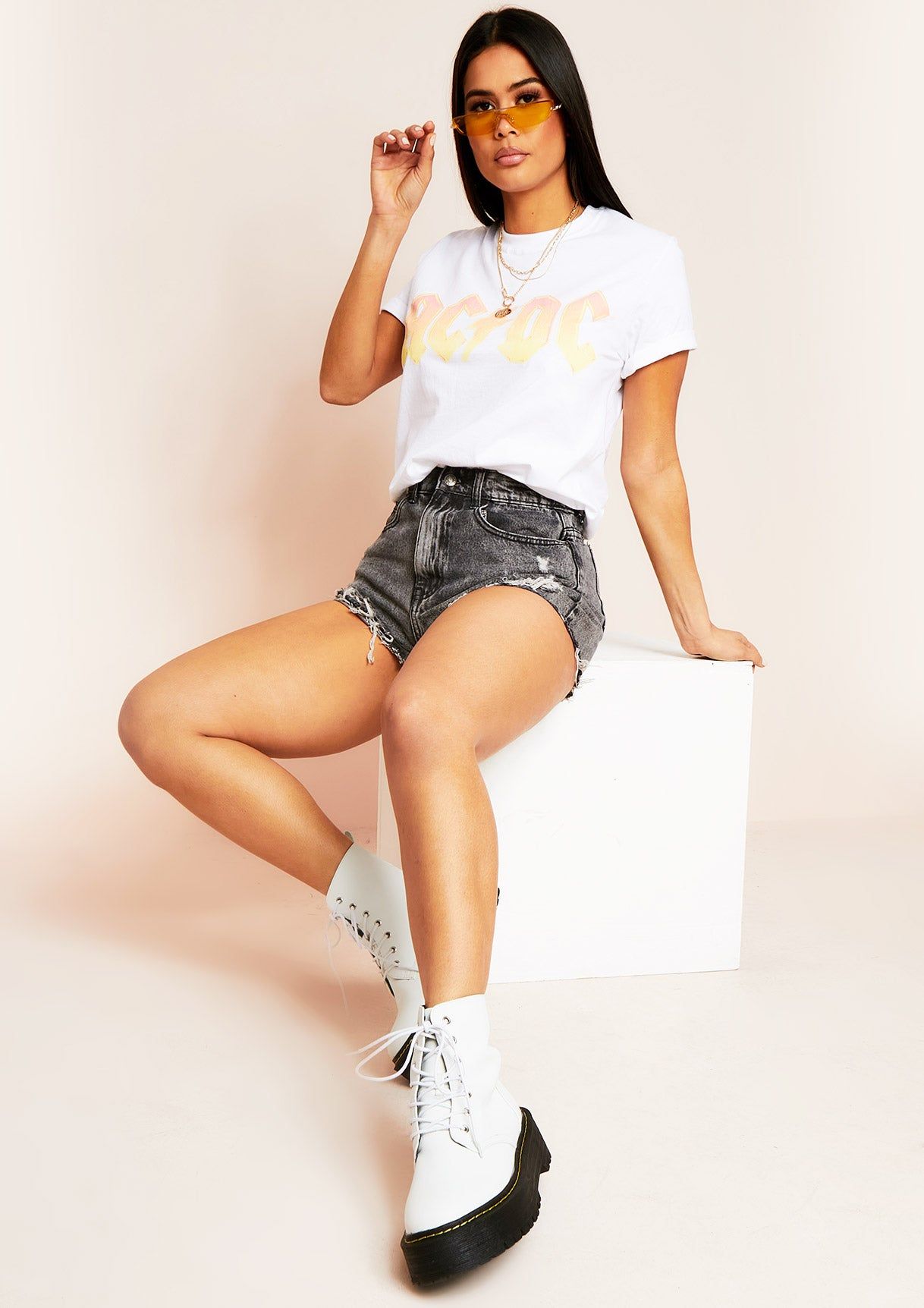 Ria White ACDC Graphic Slogan T-Shirt sold by Missy Empire product image thumbnail 3