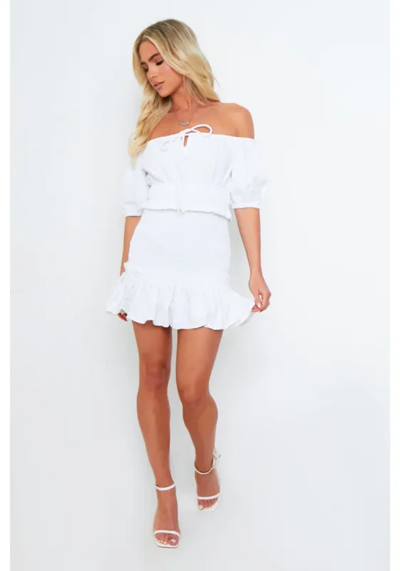 Amelia White Frill Mini Skirt sold by Missy Empire