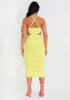 Chaya Lime Slinky Cut Out Halter Neck Midi Dress sold by Missy Empire