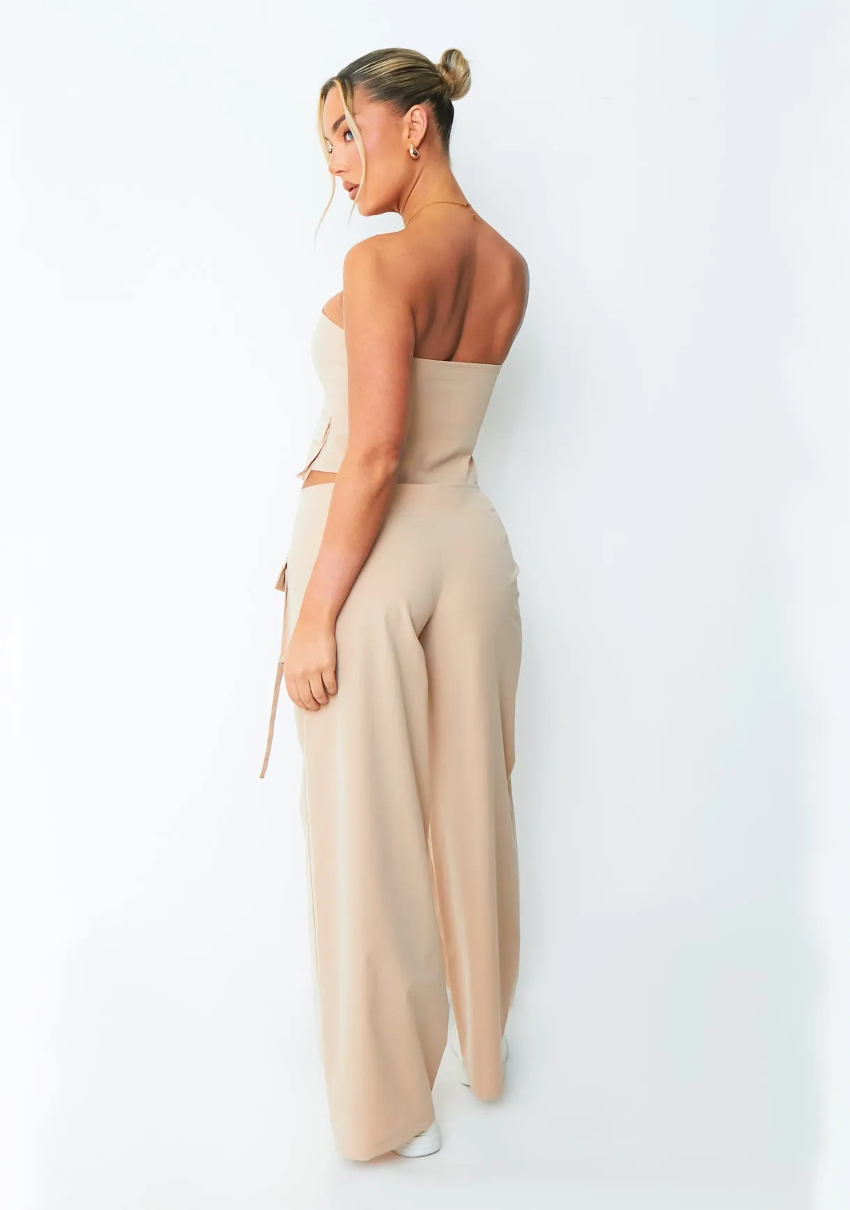 Charley Beige Woven Utility Cargo Trousers sold by Missy Empire product image thumbnail 4